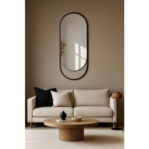 Lustro owalne w czarnej matowej ramie mdf - OLAF - kolor ramy do wyboru